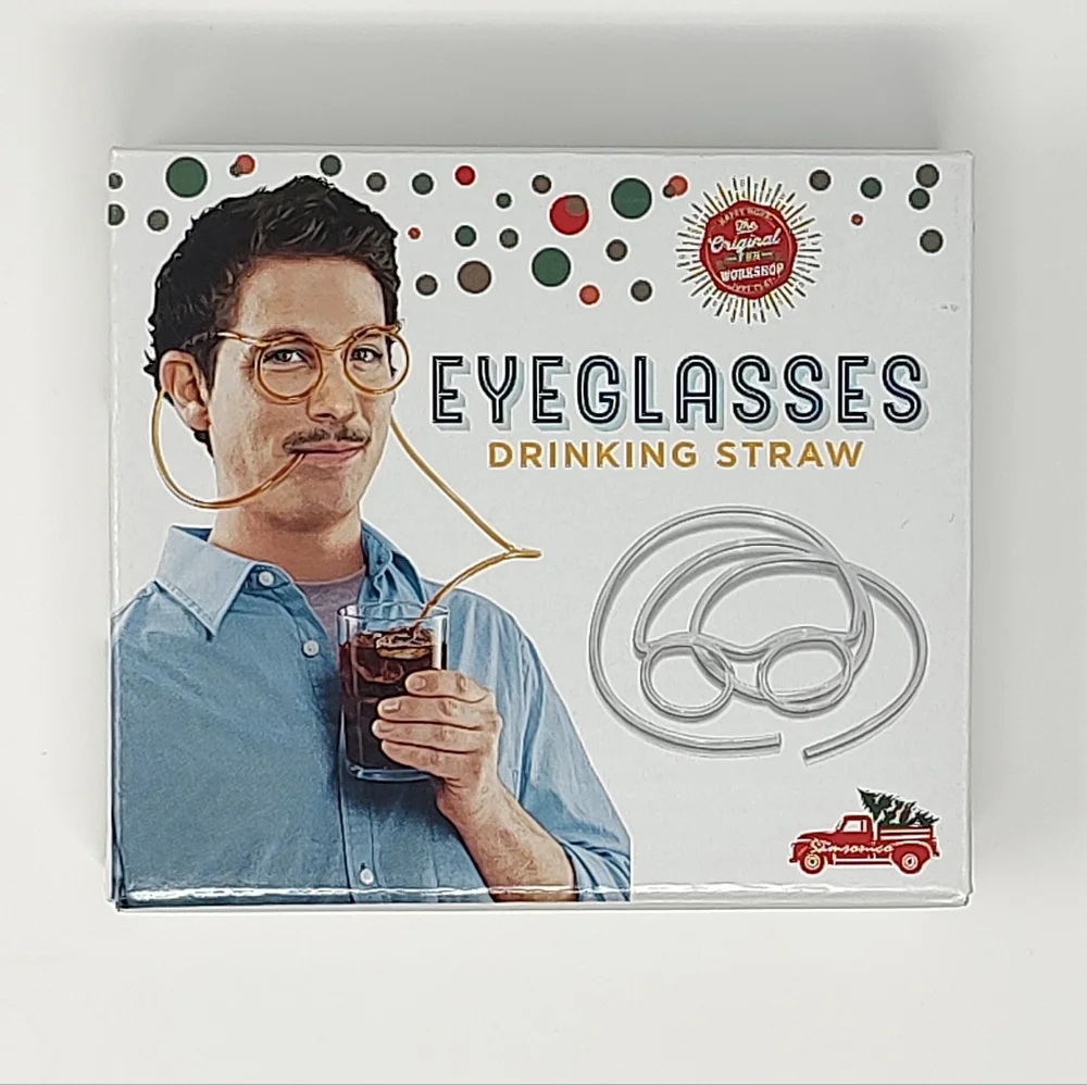 Bundle Of 3 Gag Gifts Drink Straw Eyeglasses, Bottle Opener And Wooden Games Set